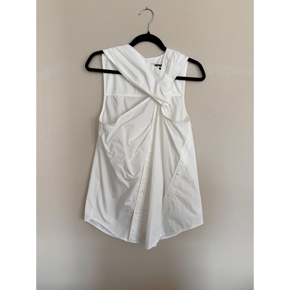 KBB by KAHLANA White Twist Neck Sleeveless Top XS KBBW-027 Cotton